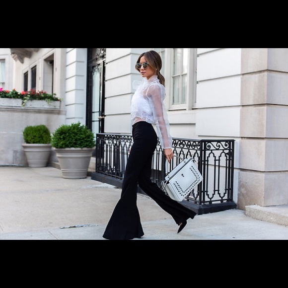 Zara Black Flared Trouser with Lace Inset Trim - Picture 8 of 8